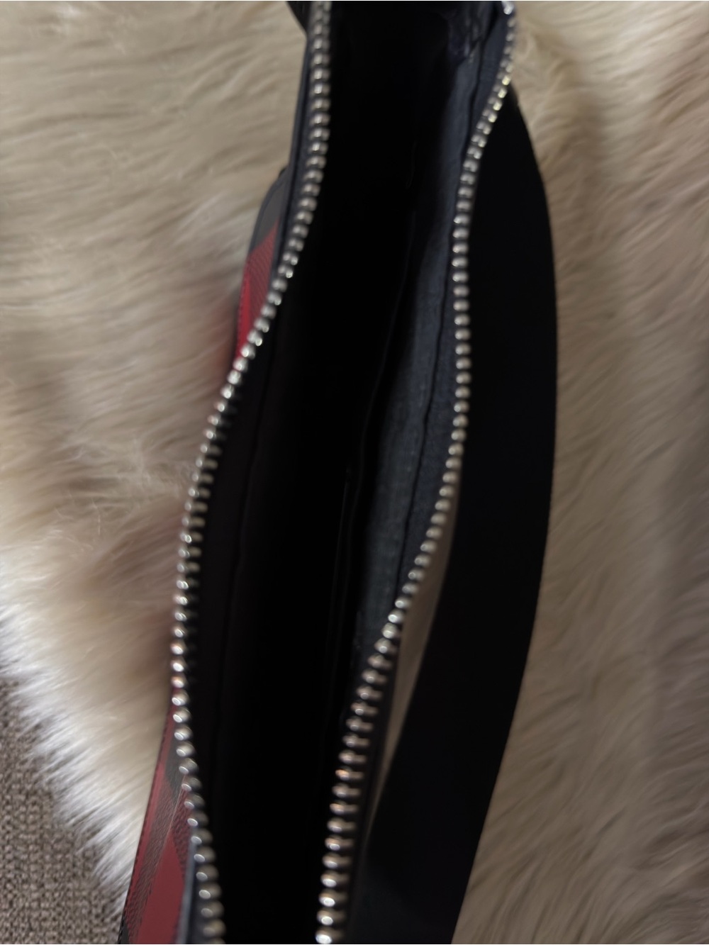 Coach Red and Black Buffalo Plaid Crossbody with Leather Trim - Picture 7 of 7